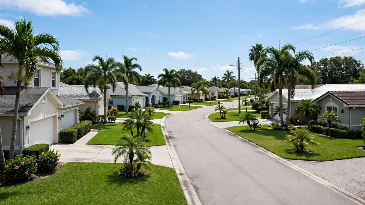 Manicured lawns and single-family homes in Beverly Park, Hollywood FL