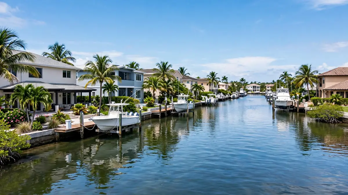 Waterfront homes along a canal in Hollywood Lakes, Hollywood FL