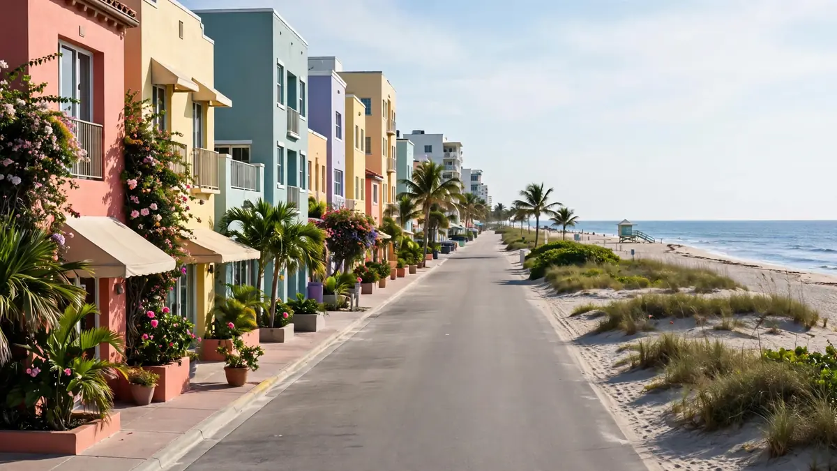 Colorful beachside buildings in Playland, Hollywood FL