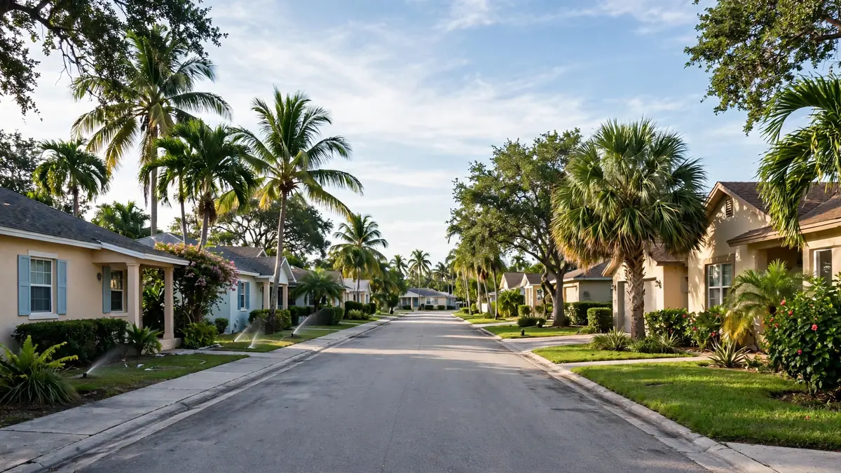 Bungalows and palms in South Central Hollywood, Hollywood FL