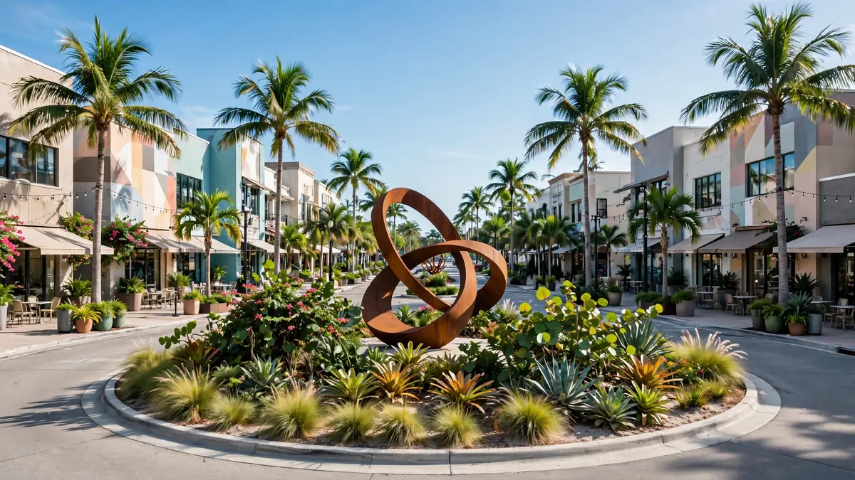 Young Circle roundabout and arts district in downtown Hollywood FL